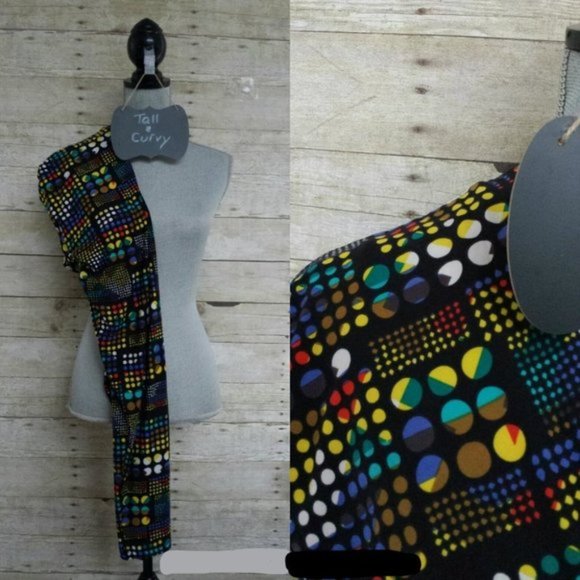 EUC LuLaRoe Leggings Original TC - Multicolored Circles on Black - Picture 1 of 6